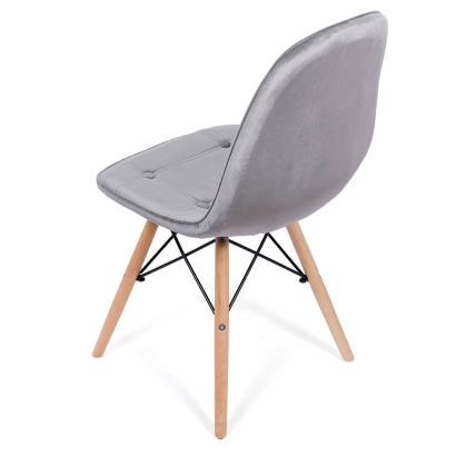 Scaun living din catifea si picioare din lemn BUC 232V gri