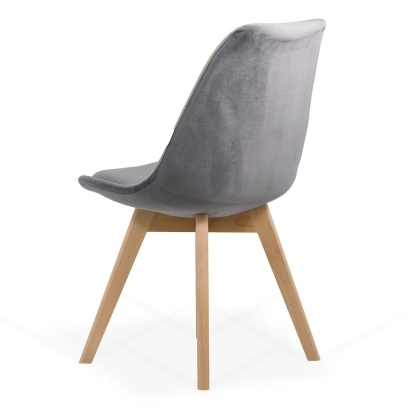 Scaun living din catifea si picioare lemn BUC 242V gri
