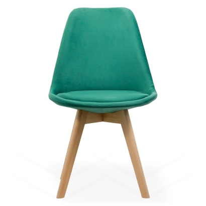 Scaun living din catifea si picioare lemn BUC 242V verde