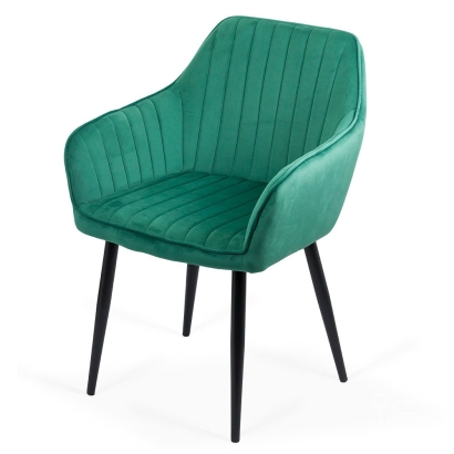 Scaun living din catifea cu picioare metalice negre BUC 259 verde