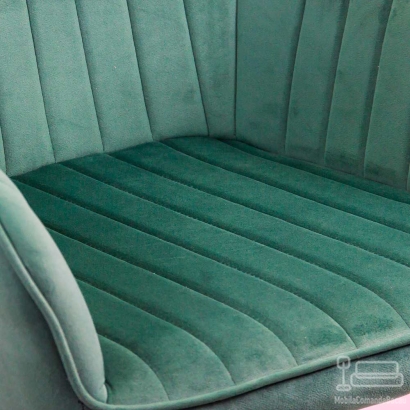 Scaun living din catifea cu picioare metalice negre BUC 259 verde