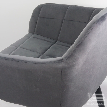 Scaun living din catifea cu picioare metalice negre BUC 260 gri