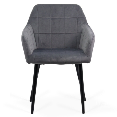 Scaun living din catifea cu picioare metalice negre BUC 260 gri