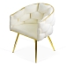 Scaun living crem din catifea cu cadru aurit și design împletit BUC 251