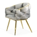Scaun living gri deschis din catifea cu cadru metalic auriu BUC 251