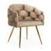 Scaune living bej din catifea cu cadru metalic auriu și piciorușe reglabile BUC 251