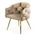 Scaune living bej din catifea cu cadru metalic auriu și piciorușe reglabile BUC 251