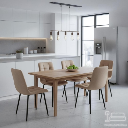 Scaun living din catifea cu cadru metalic BUC 211 bej