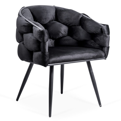 Scaune living din catifea cu cadru metalic BUC 256 negru