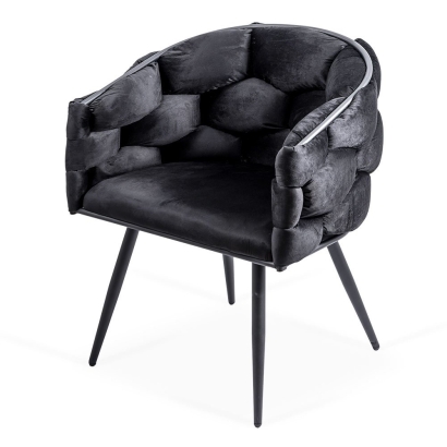 Scaune living din catifea cu cadru metalic BUC 256 negru
