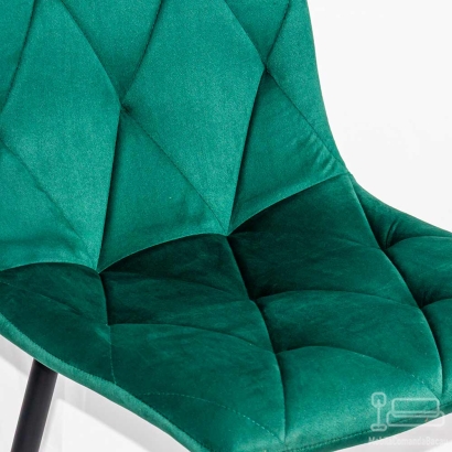 Scaun living din catifea cu cadru negru BUC 210 verde