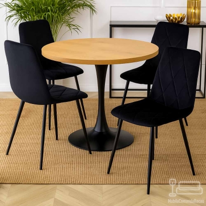 Scaun living din catifea cu design modern BUC 210 negru