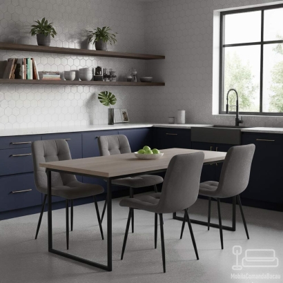 Scaun living din catifea cu picioare metalice BUC 211 gri