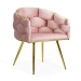 Scaun living roz din catifea cu picioare aurii cu aspect elegant BUC 251