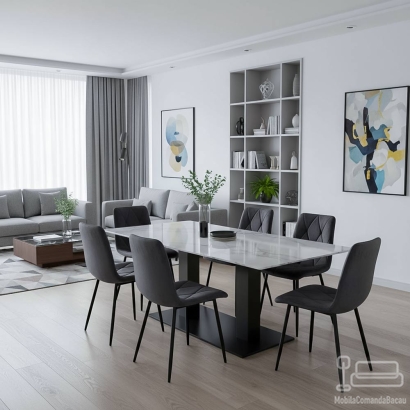 Scaun living din catifea cu picioare metalice BUC 210 gri