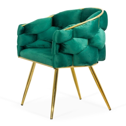 Scaun living verde din catifea cu piciorușe reglabile BUC 251