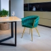 Scaun modern din catifea si cadrul auriu BUC 261 verde