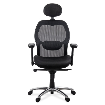 Scaun de birou ergonomic rezistent 150 kg cu suport lombar si cotiere reglabile SYYT 9513 negru