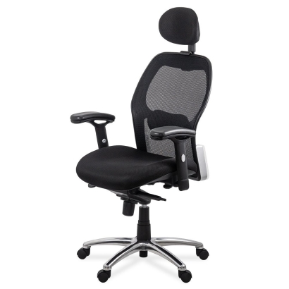 Scaun de birou ergonomic rezistent 150 kg cu suport lombar si cotiere reglabile SYYT 9513 negru