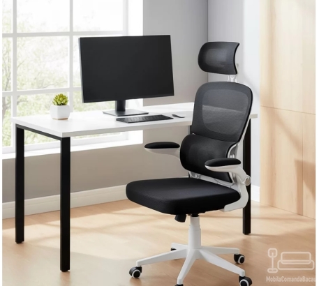 Scaun ergonomic pentru birou cu suport lombar si brate rabatabile OFF 432 negru