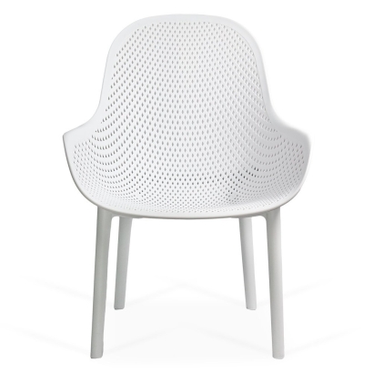 Scaun terasa alb din plastic cu picioare solide HRC 593