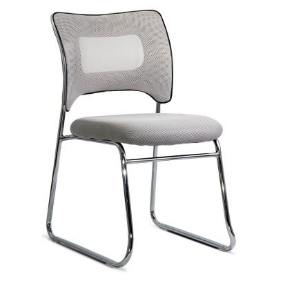 Scaun vizitatori gri deschis din mesh cu cadru metalic tip sanie, stabil HRC 613F