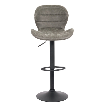 Scaun bar tapițat, înălțime reglabilă, rotativ, suport picioare, imitatie piele intoarsa, gri, ABS 144