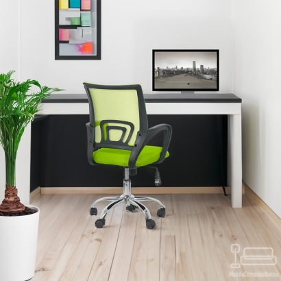 Scaun de birou din mesh si rotativ OFF 619 verde