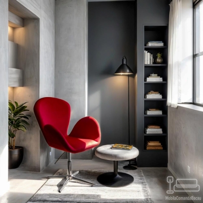 Scaune de relaxare din catifea REL 406 rosu