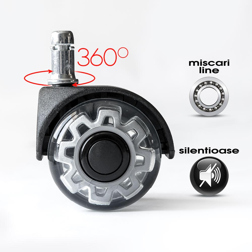 Role duble silicon gri pentru scaune de birou