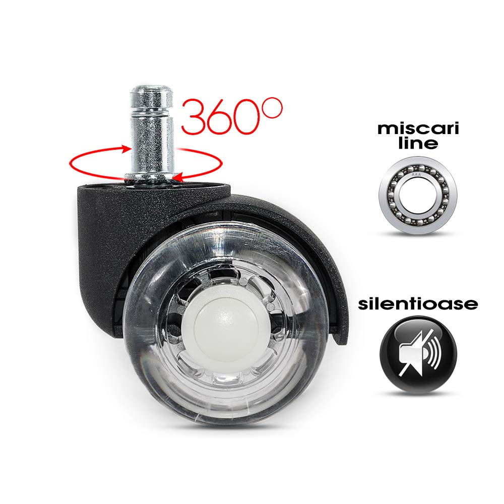 Role duble silicon transparente pentru scaun de birou