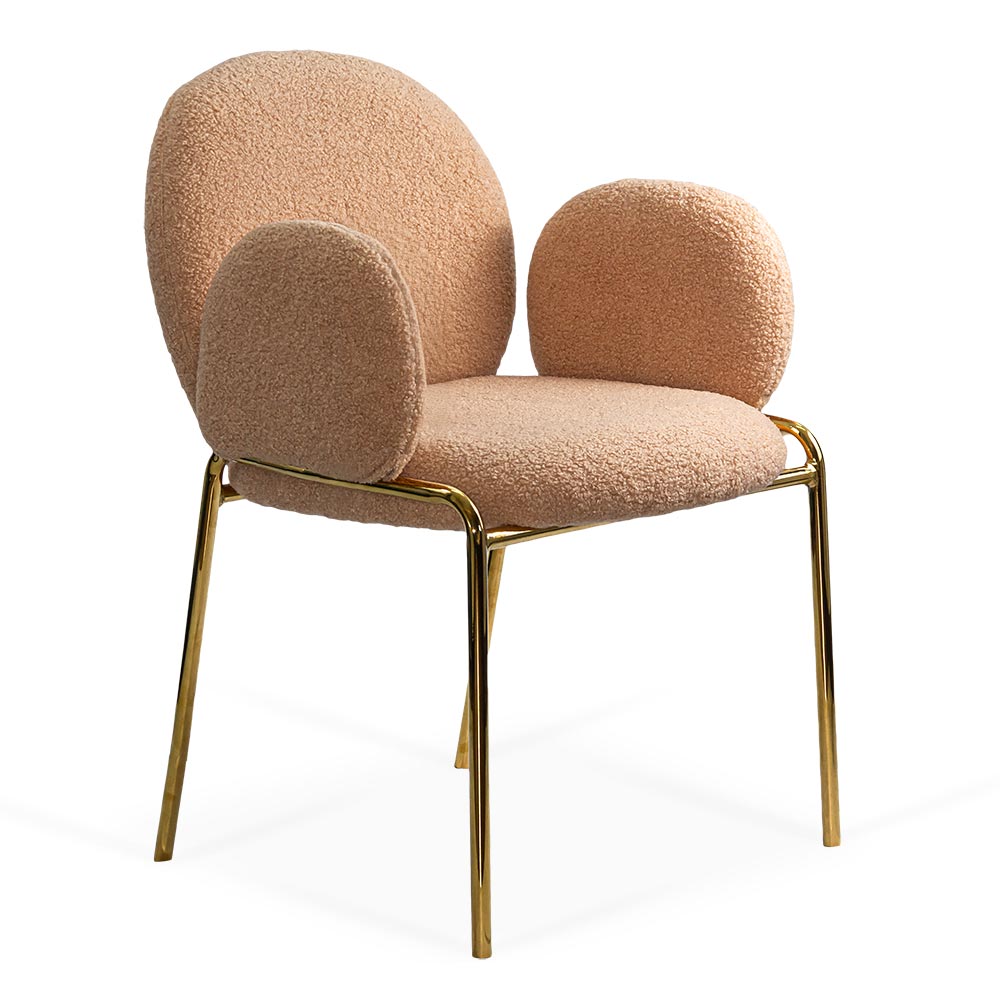 Scaun dining bej din material boucle cu aspect elegant BUC 282