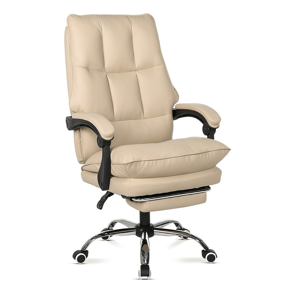 Scaun directorial bej din piele ecologica cu spatar rabatabil OFF 417