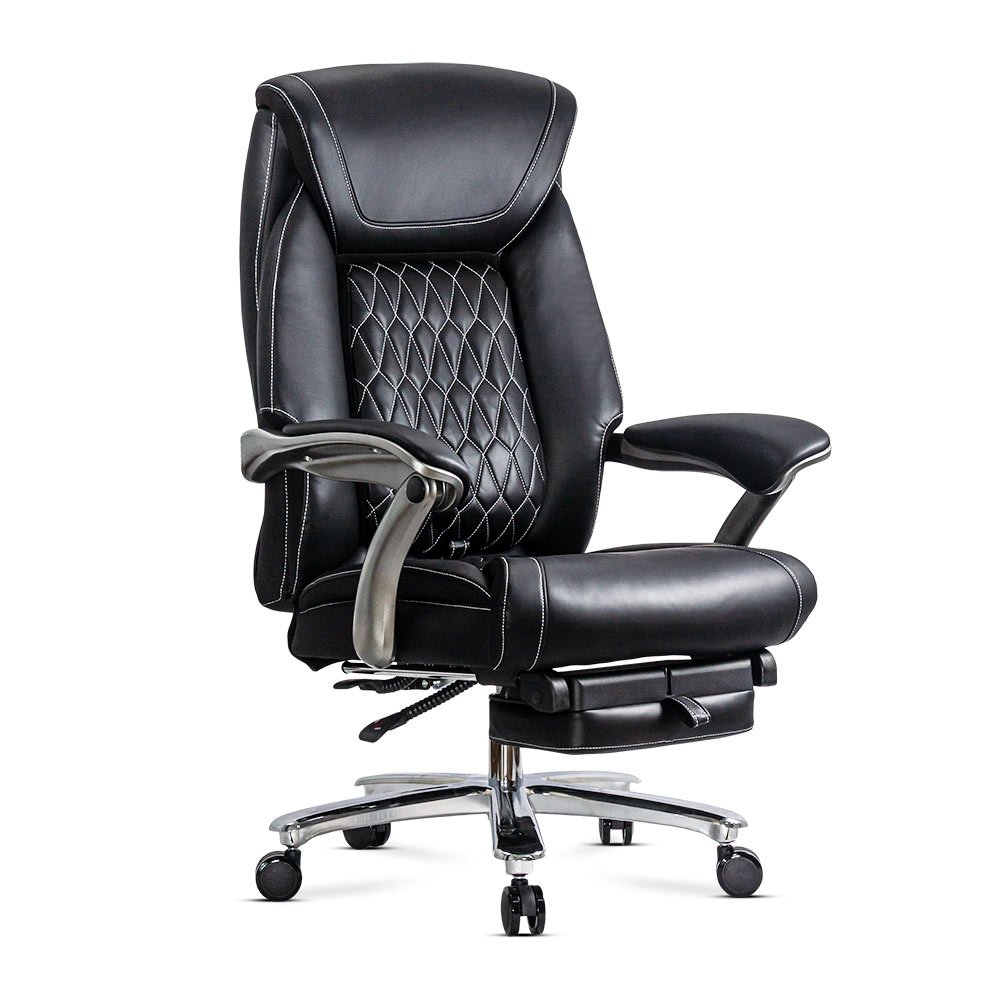 Scaun directorial negru din piele ecologică premium și suport lombar reglabil OFF 950 – REZISTENT 150 KG