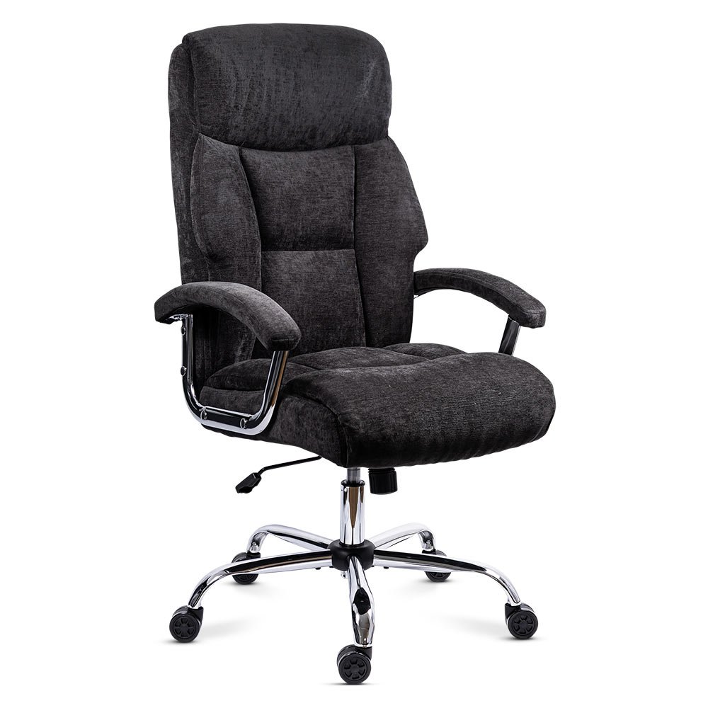 Scaun directorial din stofă cu arcuri și bază metalică OFF 709 negru