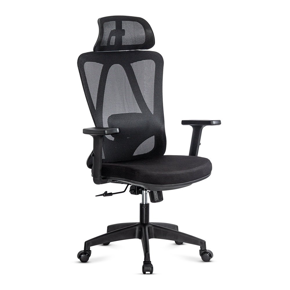 Scaun ergonomic negru cu tetiera reglabila si suport lombar OFF 987