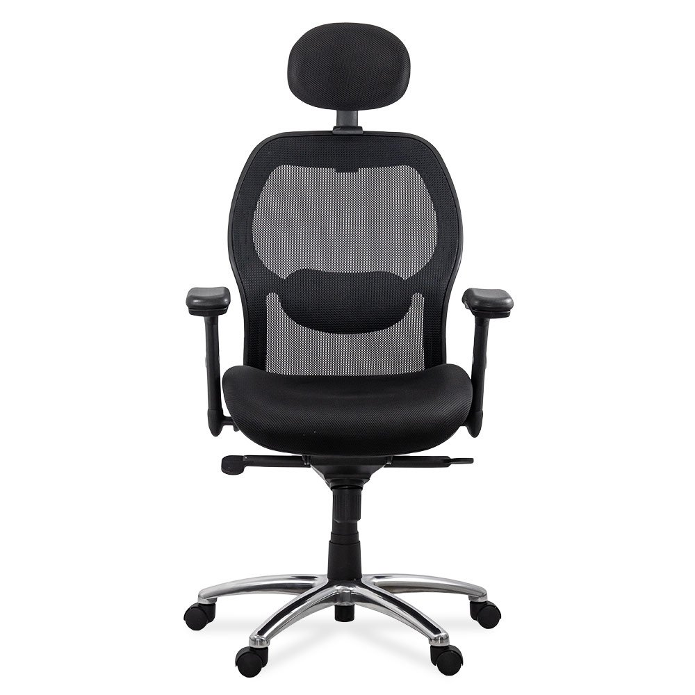 Scaun de birou ergonomic rezistent 150 kg cu suport lombar si cotiere reglabile SYYT 9513 negru