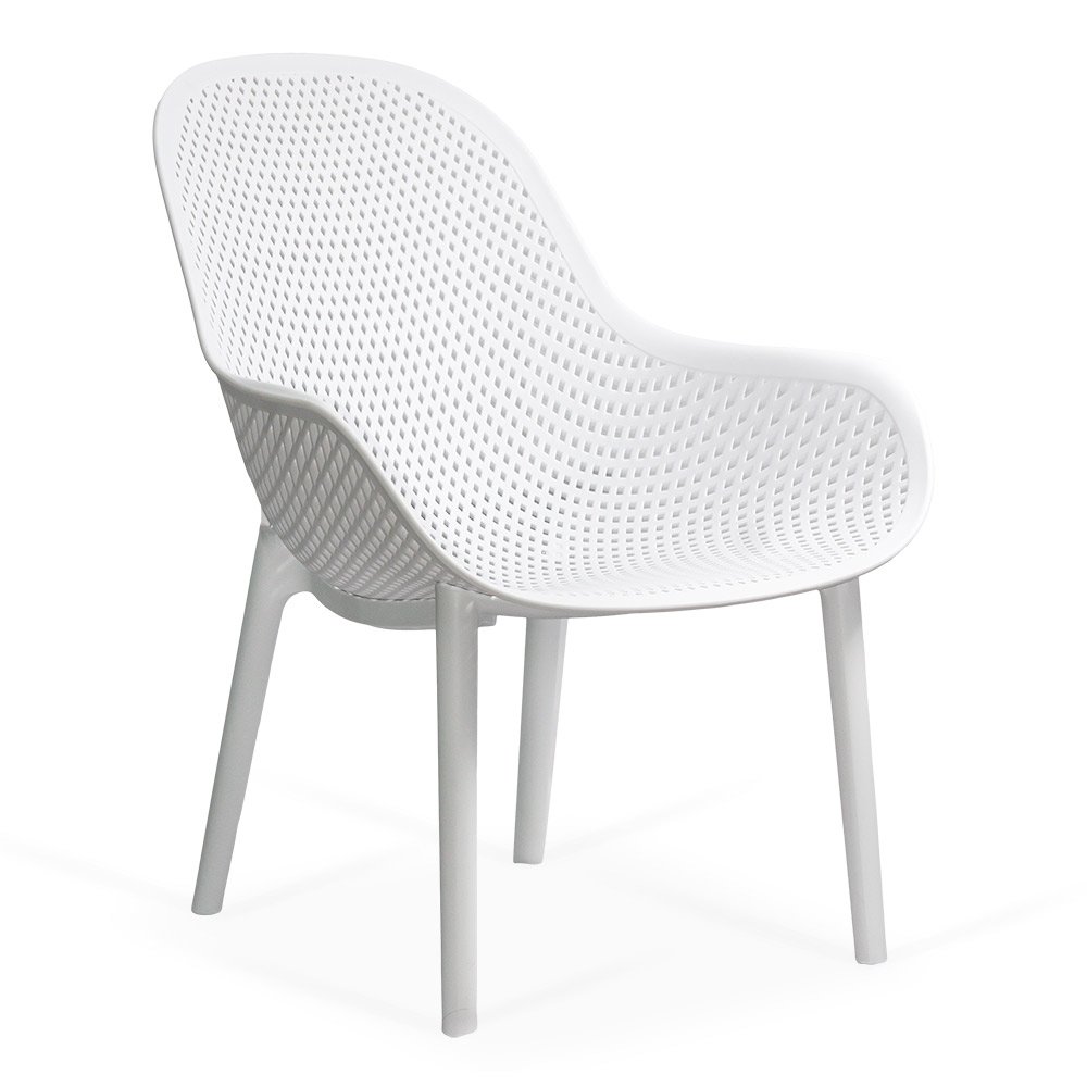 Scaun terasa alb din plastic cu picioare solide HRC 593