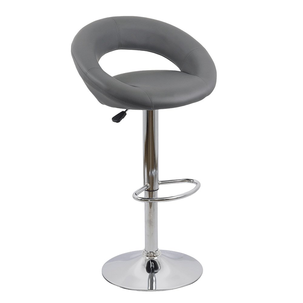 Scaun bar, înălțime reglabilă, rotativ, suport picioare, piele ecologica, gri, ABS 151