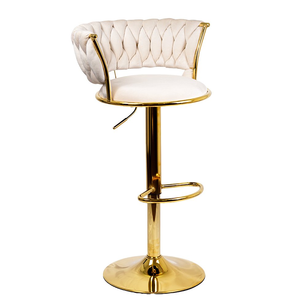 Scaun bar din catifea reglabil pe înălțime ABS 118 crem