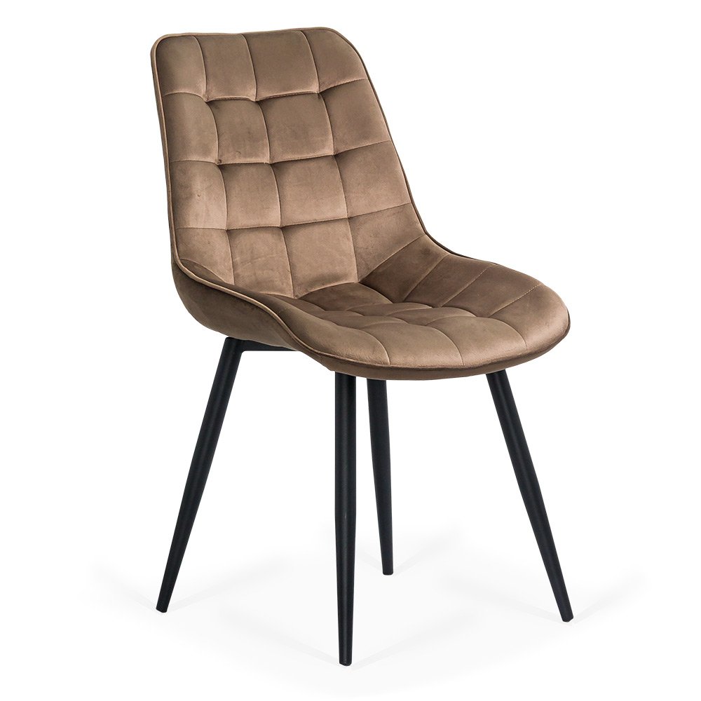 Scaun living din catifea si cadrul metalic  BUC 206 maro
